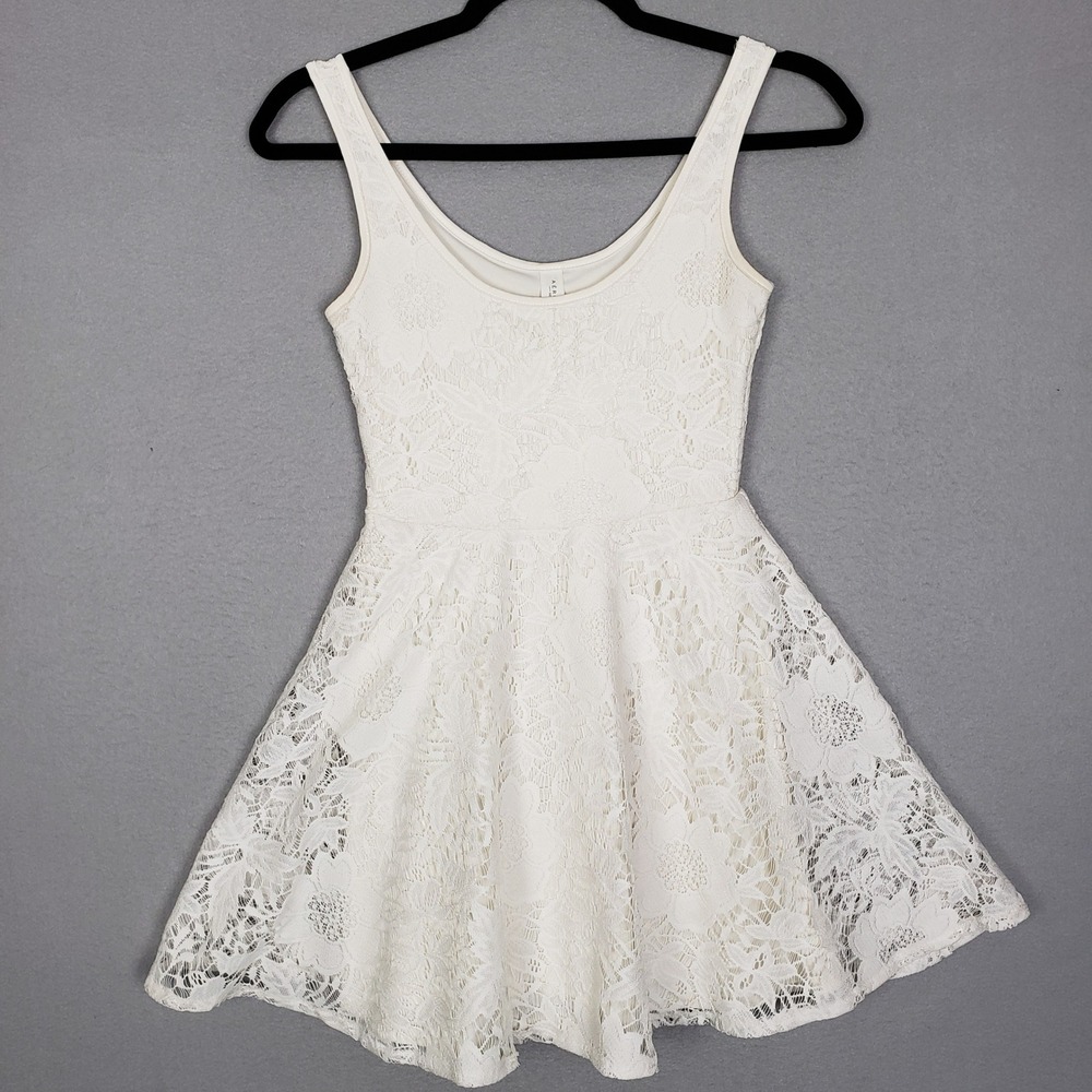 Aeropostale Size XS A-Line Skater Dress Cream Lace Feminine Summer Fairycore